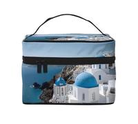 ESNAIUVCD Grande trousse de toilette imprimée de la Maison Blanche Grèce - Grande trousse de maquillage de voyage pour femme