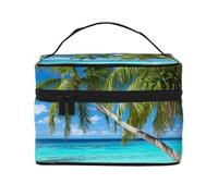 ESNAIUVCD Grande trousse de toilette imprimée sur la plage, vacances, été, trousse de maquillage pour femme, Noir , Taille unique, Trousse de beauté