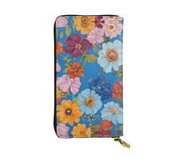 ESNAIUVCD Hello Hawaï Portefeuille en cuir véritable pour femme et homme, multifonction, fermeture éclair, grand sac à main de voyage pour téléphone portable, Noir , Taille unique