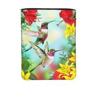 ESNAIUVCD Housse de protection de livre en tissu lavable avec fermeture éclair - Motif colibris et fleurs rouges hibiscus