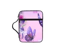 ESNAIUVCD Housse de protection pour Bible avec imprimé papillon rose pour femmes et filles, avec poignée pour Bible de taille standard