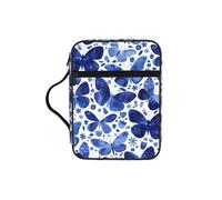 ESNAIUVCD Housse de protection pour Bible avec imprimé papillons bleus pour femmes et filles, avec poignée pour Bible de taille standard