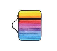 ESNAIUVCD Housse de protection pour Bible avec imprimé rayures arc-en-ciel colorées pour femmes et filles, avec poignée pour Bible de taille standard