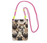 ESNAIUVCD Imagen De Pug Print Carry A Mobile Phone Bag Diagonalement, Sac à bandoulière, Convient pour transporter le téléphone portable, etc, Fuchsia, Taille unique