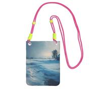 ESNAIUVCD Impression paysage de neige d'hiver pour transporter un sac de téléphone portable en diagonale, sac à bandoulière, adapté pour transporter le téléphone portable, etc, Fuchsia, Taille unique