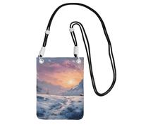 ESNAIUVCD Impression paysage de neige d'hiver pour transporter un téléphone portable en diagonale, sac à bandoulière, adapté pour transporter des téléphones portables, etc, Noir , Taille unique