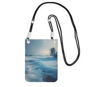 ESNAIUVCD Impression paysage de neige d'hiver pour transporter un téléphone portable en diagonale, sac à bandoulière, adapté pour transporter des téléphones portables, etc, Noir , Taille unique