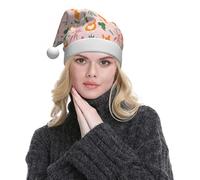 ESNAIUVCD Joli bonnet de Père Noël imprimé chien pour adulte en peluche douce pour Noël, Nouvel An, fournitures de fête festives