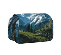 ESNAIUVCD Lofty Mountains Trousse à stylos double couche avec impression de grande capacité, adaptée pour les garçons, les filles et les adultes, cette trousse de bureau avec compartiment