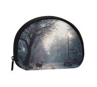 ESNAIUVCD Mini sac de rangement portable en forme de coquillage avec imprimé d'hiver