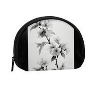 ESNAIUVCD Mini sac de rangement portable en forme de coquillage avec imprimé fleurs de cerisier à l'encre