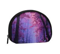 ESNAIUVCD Mini sac de rangement portable en forme de coquillage avec imprimé forêt violet