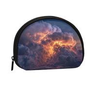 ESNAIUVCD Mini sac de rangement portable en forme de coquillage avec imprimé orage
