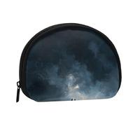 ESNAIUVCD Mini sac de rangement portable en forme de coquillage avec imprimé tempête