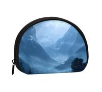 ESNAIUVCD Mini sac de rangement portable en forme de coquillage imprimé brume bleue