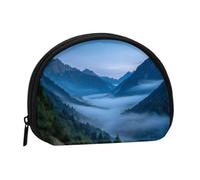 ESNAIUVCD Mini sac de rangement portable en forme de coquillage imprimé brume bleue