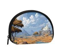 ESNAIUVCD Mini sac de rangement portable en forme de coquillage imprimé paysage du monde
