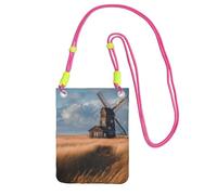 ESNAIUVCD Motif moulin à vent dans le champ pour transporter un téléphone portable en diagonale, sac à bandoulière, adapté pour transporter des téléphones portables, etc, Fuchsia, Taille unique