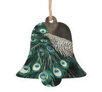 ESNAIUVCD Panneau en bois imprimé plumes de paon vert en forme de cœur, cadeau pour femme, cadeau de la part des parents, cadeau de Noël ou d'anniversaire