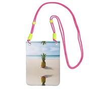 ESNAIUVCD Pineapple By The Sea Print Carry A Mobile Phone Bag Diagonally, Crossbody Bag, Suitable for Transport Mobile Phone Change, etc, Fuchsia, Taille unique