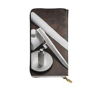 ESNAIUVCD Porte-monnaie multifonction en cuir véritable imprimé épée de samouraï du Japon pour femme et homme avec fermeture éclair sur le pourtour, Noir , Taille unique