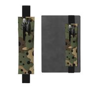 ESNAIUVCD Porte-stylo réglable en cuir imprimé camouflage - Pochette détachable pour journaux et planificateurs manuels, Noir , Taille unique