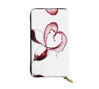 ESNAIUVCD Portefeuille 3D en cuir véritable avec imprimé cœur rouge vin rouge pour femmes et hommes, sac à main multifonction, fermeture éclair autour du grand sac à main de voyage pour téléphone