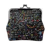 ESNAIUVCD Portefeuille compact en cuir avec fermeture à glissière et cadre en fer Motif formule mathématique