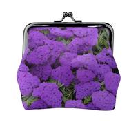 ESNAIUVCD Portefeuille compact en cuir avec fermeture à glissière et structure en fer Violet foncé Texture marbre