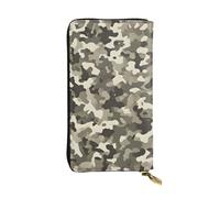 ESNAIUVCD Portefeuille en cuir véritable avec imprimé camouflage numérique de l'armée pour femmes, hommes, sac à main multifonction, fermeture éclair, grand sac à main de voyage pour téléphone