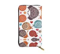 ESNAIUVCD Portefeuille en cuir véritable avec imprimé escargot mignon pour femmes, hommes, sac à main multifonction, fermeture éclair, grand sac à main de voyage pour téléphone portable, Noir , Taille