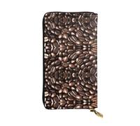 ESNAIUVCD Portefeuille en cuir véritable avec imprimé grains de café torréfié amusant pour femmes et hommes, sac à main multifonction, fermeture éclair autour du grand sac à main de voyage pour
