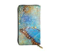 ESNAIUVCD Portefeuille en cuir véritable avec imprimé papillon rouille pour homme et femme, sac à main multifonction, fermeture éclair autour du grand sac à main de voyage pour téléphone portable,