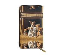 ESNAIUVCD Portefeuille en cuir véritable imprimé animaux de la ferme pour femmes, hommes, sac à main multifonction, fermeture éclair, grand sac à main de voyage pour téléphone portable, Noir , Taille