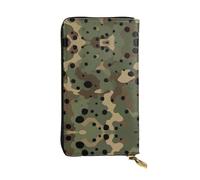 ESNAIUVCD Portefeuille en cuir véritable imprimé camouflage pour femmes, hommes, sac à main multifonction, fermeture éclair, grand sac à main de voyage pour téléphone portable, Noir , Taille unique