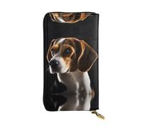 ESNAIUVCD Portefeuille en cuir véritable imprimé chien mignon pour femmes, hommes, sac à main multifonction, fermeture éclair, grand sac à main de voyage pour téléphone portable long, Noir , Taille