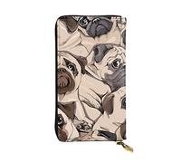 ESNAIUVCD Portefeuille en cuir véritable imprimé chien pour femmes, hommes, sac à main multifonction, fermeture éclair, grand sac à main de voyage pour téléphone portable, Noir , Taille unique