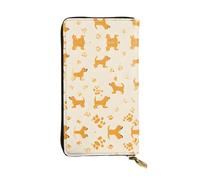ESNAIUVCD Portefeuille en cuir véritable imprimé Corgi pour femme et homme, sac à main multifonction, fermeture éclair autour du grand sac à main de voyage pour téléphone portable, Noir , Taille