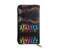 ESNAIUVCD Portefeuille en cuir véritable imprimé danse avec musique pour femmes, hommes, sac à main multifonction, fermeture éclair, grand sac à main de voyage pour téléphone portable, Noir , Taille