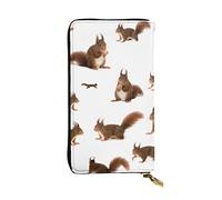 ESNAIUVCD Portefeuille en cuir véritable imprimé écureuils mignons pour femmes, hommes, sac à main multifonction, fermeture éclair, grand sac à main de voyage pour téléphone portable, Noir , Taille