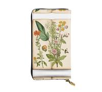 ESNAIUVCD Portefeuille en cuir véritable imprimé floral dans le vieux livre pour femmes, hommes, sac à main multifonction, fermeture éclair, grand sac à main de voyage pour téléphone portable, Noir ,