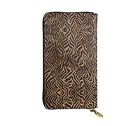 ESNAIUVCD Portefeuille en cuir véritable imprimé léopard pour femmes, hommes, sac à main multifonction, fermeture éclair, grand sac à main de voyage pour téléphone portable, Noir , Taille unique