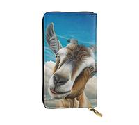 ESNAIUVCD Portefeuille en cuir véritable imprimé mouton bleu pour femmes, hommes, sac à main multifonction, fermeture éclair, grand sac à main de voyage pour téléphone portable, Noir , Taille unique