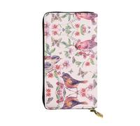 ESNAIUVCD Portefeuille en cuir véritable imprimé oiseaux sur branches et papillons pour femmes, hommes, sac à main multifonction, grand sac à main de voyage pour téléphone portable, Noir , Taille