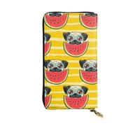 ESNAIUVCD Portefeuille en cuir véritable imprimé pastèque amusant pour femmes, hommes, sac à main multifonction, fermeture éclair autour du grand sac à main de voyage pour téléphone portable, Noir ,