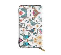 ESNAIUVCD Portefeuille en cuir véritable imprimé pin japonais et oiseaux pour femmes, hommes, sac à main multifonction, fermeture éclair autour du grand sac à main de voyage pour téléphone portable