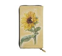 ESNAIUVCD Portefeuille en cuir véritable imprimé tournesol pour femmes, hommes, sac à main multifonction, fermeture éclair, grand sac à main de voyage pour téléphone portable, Noir , Taille unique