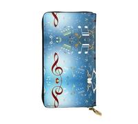 ESNAIUVCD Portefeuille multifonction en cuir véritable avec impression de notes pour femme et homme, fermeture éclair autour du grand sac à main de voyage pour téléphone portable