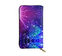 ESNAIUVCD Portefeuille multifonction en cuir véritable avec imprimé étoiles mystérieuses pour femme et homme, Noir , Taille unique