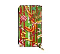 ESNAIUVCD Portefeuille multifonction en cuir véritable avec imprimé Merry Christmas pour femme et homme - Fermeture éclair sur le pourtour - Grand sac à main de voyage pour téléphone portable, Noir ,